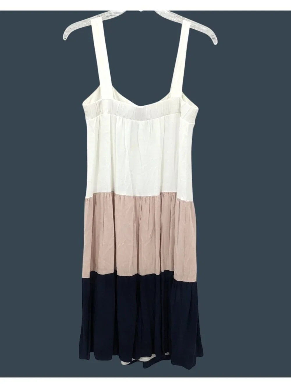 Colorblock Tiered Strappy Sundress Minimalist Nautical Coastal Lagenlook Small